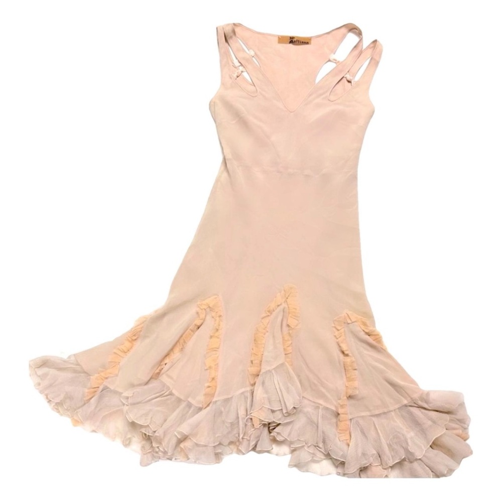 JOHN GALLIANO Silk Dress – Size S – Made in France – Luxury / HAUTE COUTURE